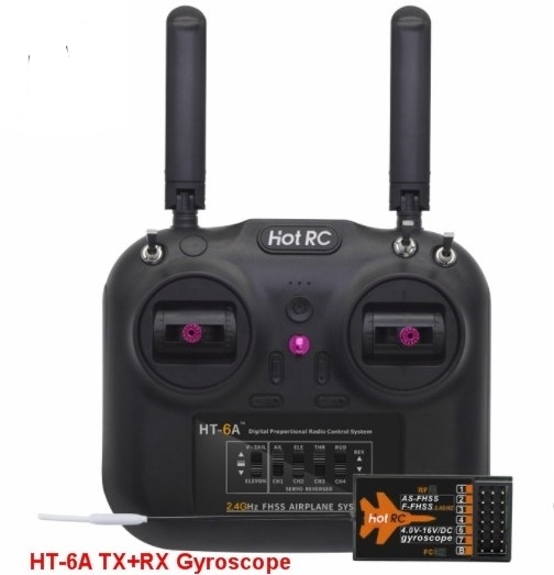 HT-6A 2.4G 6CH FHSS Dual Ant TX and Flight Gyro Receiver