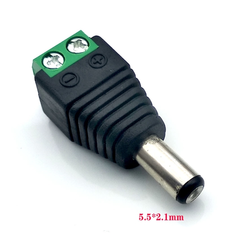 Overgang fra kabel til 2,1 mm DC plugg