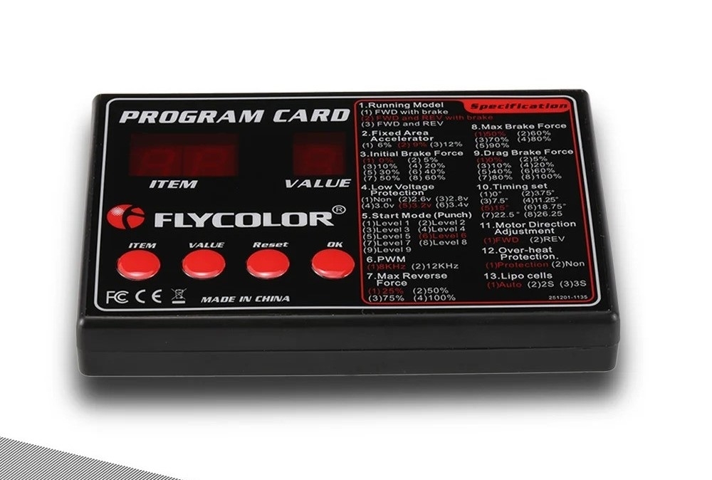 Flycolor ESC programmeringskort